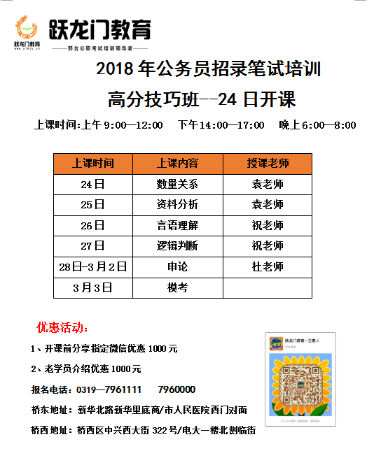 2018年省考高分技巧班、專項(xiàng)突破班、周末班開(kāi)課了！??！